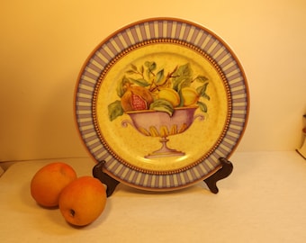 Sale 10 1/4" Delightful Limoges France porcelain plate dish fruits vase.Hand painted S. Marino I. Godinger. 10 1/4" the diameter. Mint Gift