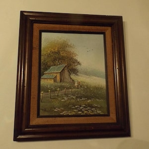Hamel, 20s c. Vintage Oil Painting on canvas stretched board. Landscape Signed Circa 60-&#39;s ,Wooden Frame .Home decor.Wall hanging Gift idea