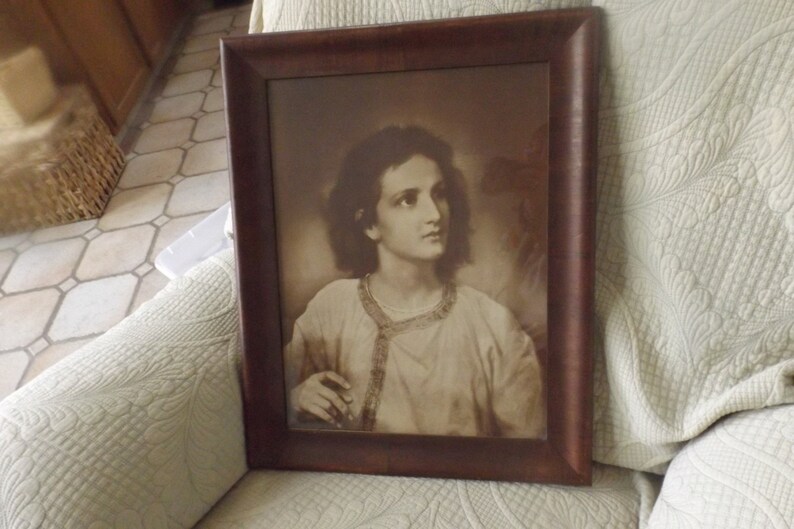 Large Antique of the beginning of 20th century infant Jesus print, framed and shops glass covered . Gift idea