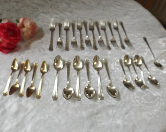 Firefild set of silverplated flatware , intricate patterns 29 pc. Kitchen House-ware Vintage  Flatware