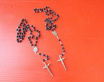 VINTAGE lot of 2  Italian black rosaries for choice .Christianity. Home decor .Gift idea