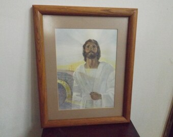 Vintage Cassele Jesus print, framed and glass covered . Gift idea