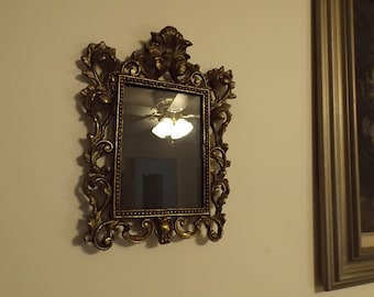 Sale Delightful Antique ornate brass metal frame for picture mirror 7" x 5".Home decor.Unique Franch scrolling frame.Art Nouveau style.Gift