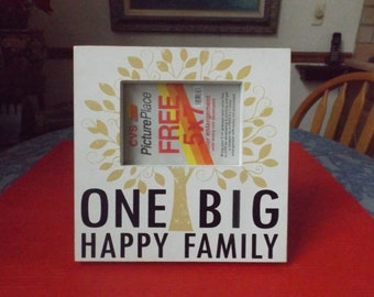 One big Happy Family Vintage Frame, home, office decor Family Tree frame glass covered