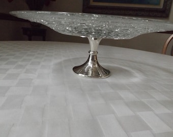 Silver Plated Pedestal Tray Lazy Susan Footed Cake Plate Table Centerpiece Gift idea