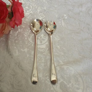 Silver plated set of 2 serving flatware.Tableware. Banquet. Home decor. SP cutlery. Salad set flatware. Replacement Gift idea