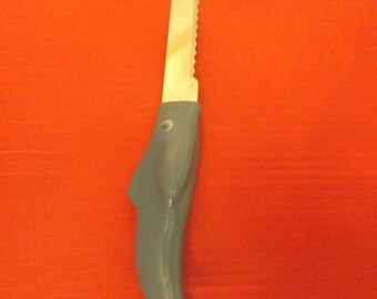 Antique stainless Bread knife with Bakelite fish handle , Gift idea.
