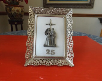 25 Years Of Marriage Romantic Gift For Anniversary,intricate frame photo 4.5" x 7" vertical or horyzontal,free standing or wall hanging,