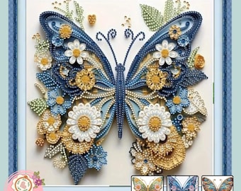 Kits de pintura de mariposas con diamantes, kit de bordado de cuentas con patrones de mariposas y flores / Kits de bordado de cuentas para amantes de los animales