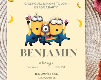 Minions Birthday Invitation: Editable Canva 5x7 Party Invite (Digital Download)