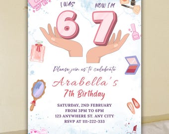 6-7 Birthday Invitation for Girls, Editable Meme Trending Six Seven Party Invite, Digital Invite