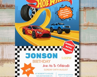 Hot Wheels Race Car Birthday, Race Car Party, Editable Template (Digital Download)