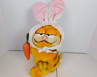 Garfield Easter Bunny Dangling Carrot Plush Rabbit Ears Dankin 1981