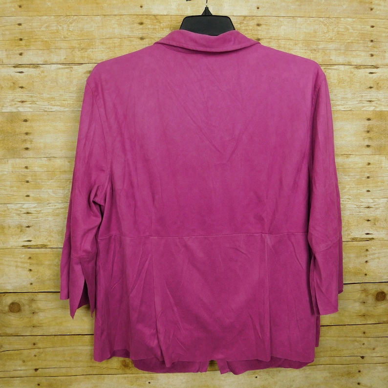 Vintage Clio II Woman Long Sleeve Shirt Top 2X Pink Faux Suede