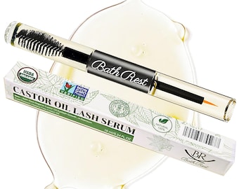 Castor Oil for Eyelash  Eyebrow 100% Pure Organic Castor Oil Cold Pressed Lash Serum for Lashes Brows, USDA Certified Hexane Free, 0.34OZ