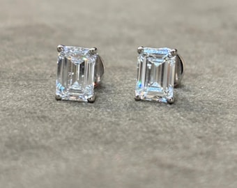 Boucle d'oreille diamant de laboratoire émeraude 1,5 ct