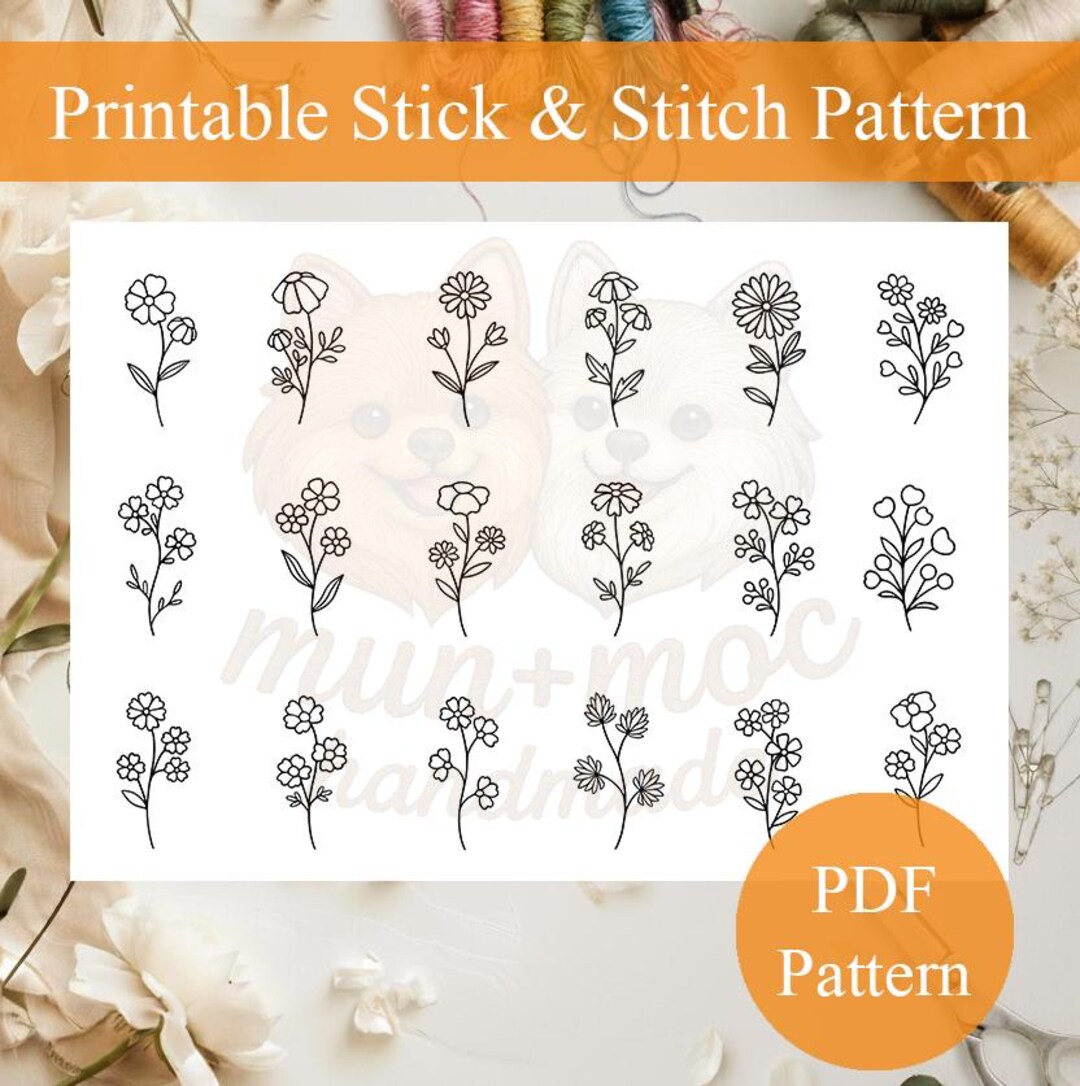 Wildflower Embroidery Stick and Stitch Patterns – 18 Floral Designs ...