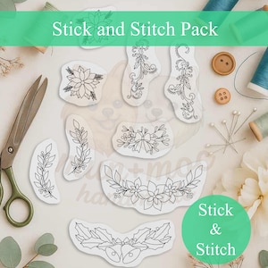 Christmas Embroidery Patterns: Floral Stick and Stitch Decals