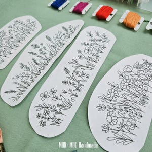 Wildflower Stick and Stitch Embroidery Patterns: 4-Pack Water Soluble Designs