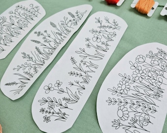 Broderimönster med vildblommor: 4-pack vattenlösliga mönster