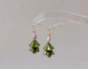 Dainty Christmas Tree Earrings: Holiday Jewelry Gift