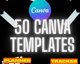 50 Canva Templates Bundle: Planners, Journals, Trackers (Digital Download)