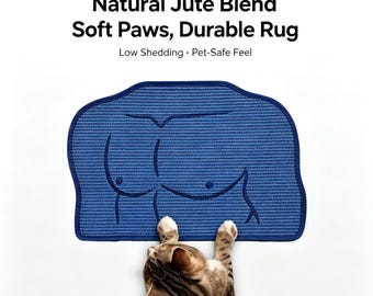 Tappetino tiragraffi in sisal blu Klein, con disegno del busto di David, decorazione per umani e animali domestici (60×40 cm)