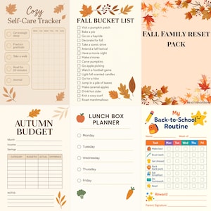 Autumn Planner Printable Bundle: Fall Bucket List, Budget Tracker (6 Page PDF Download)