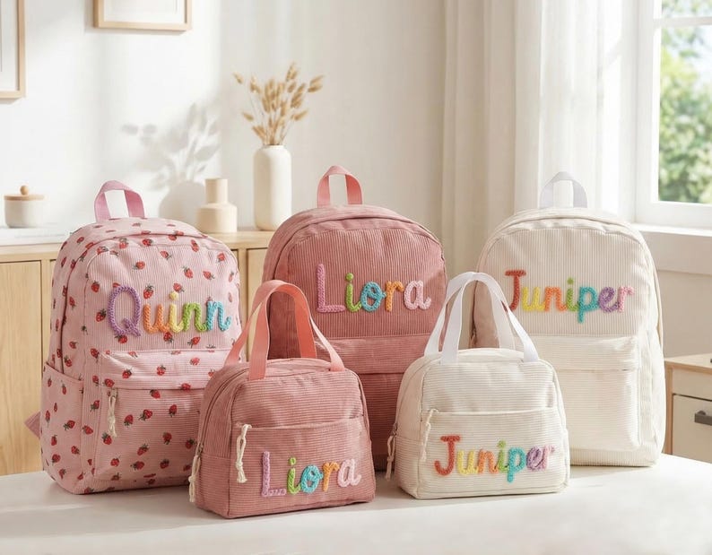 Personalized Kids Backpack & Lunch Bag Set, Custom Toddler School Bag ...