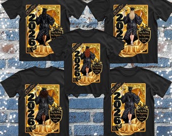 Graduación de la Clase de 2026 PNG – Diseño de celebración en oro y negro, para mujeres