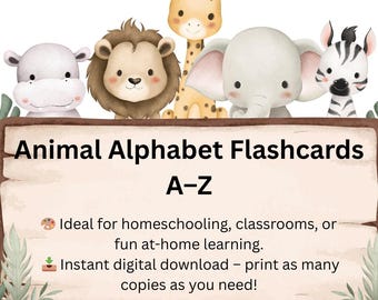 Tieralphabet Lernkarten A-Z: Druckbare Lernkarten (PDF-Download