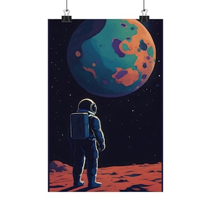 Space Explorer Matte Poster, Cosmic Wall Art, Astronaut Decor, Celestial Print, Sci-Fi Home Decor Inspirations