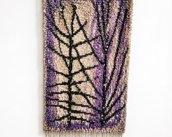 Vintage Finnish Ryijy Wall Hanging "Tammikuu" by Aappo Härkönen – Handwoven Wool Textile Art – Scandinavian Mid-Century Decor