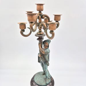 Antique 5-Arm Figural Candelabra – Bronze Style – Sculptural – 48.5 cm – Patinated