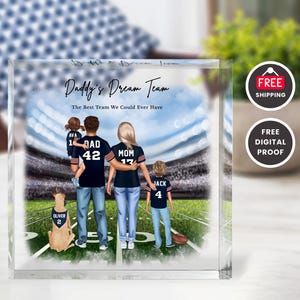 Personalized Football Family Portrait Acrylic Plaque: Custom NFL Gift