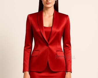 Red Tuxedo Dress Suit: Chic Women's Formal Wear by GENT WITH - Etsy