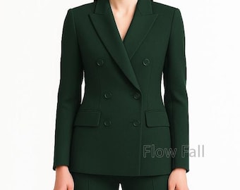 Completo pantaloncino verde smeraldo / Completo da donna doppiopetto slim-fit