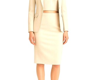 Ivory Bustier Skirt Suit, Women's 3-Piece Office Wedding Set