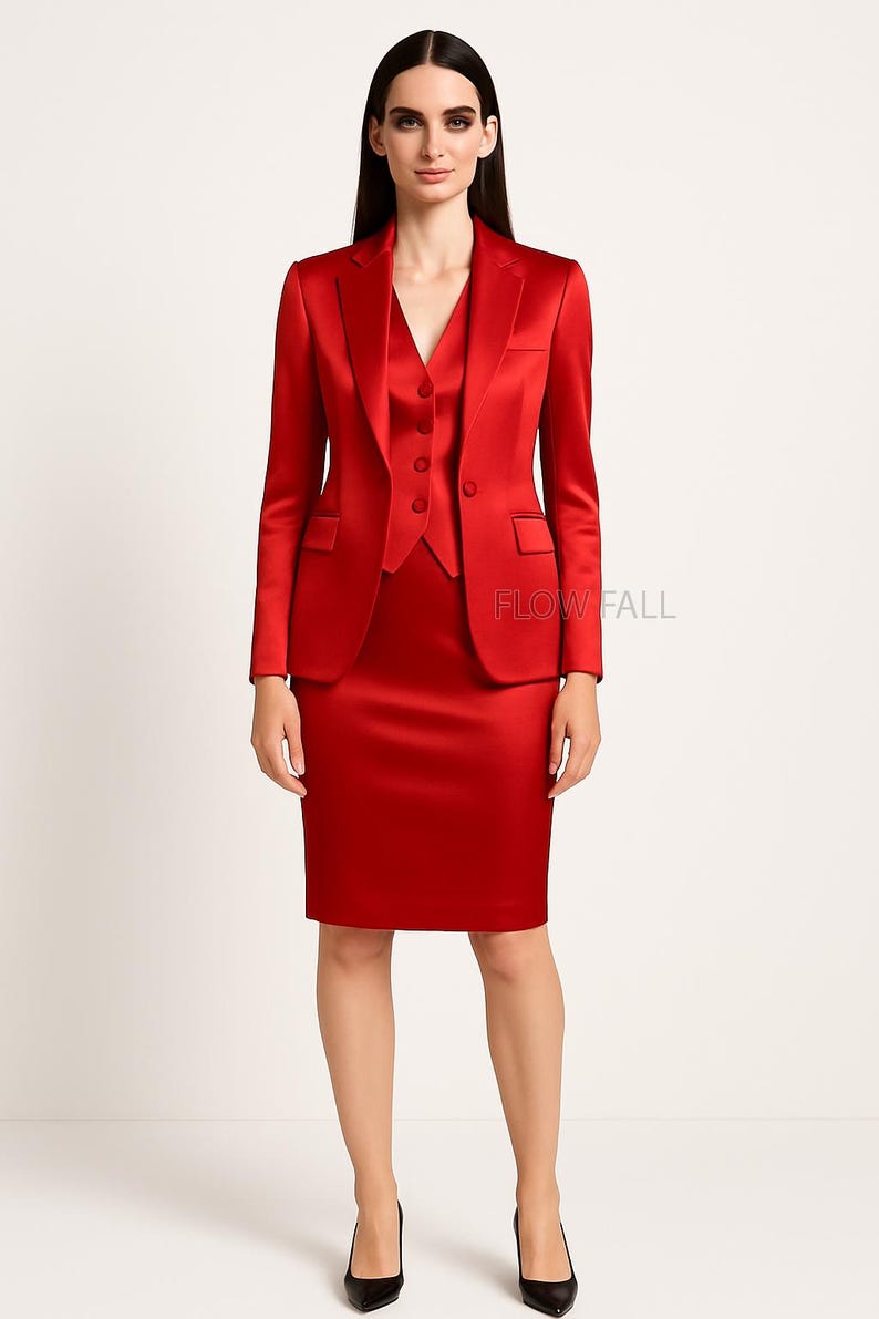 Women s Satin Red Three Suit Pencil Skirt Suit Red Three Piece Suit women-s-satin-red-three-suit-pencil-skirt-suit-red-three-piece-suit