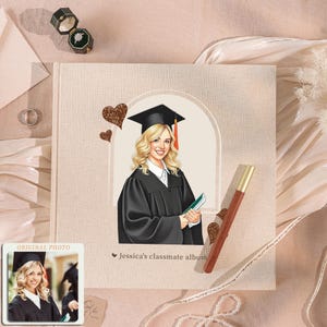 Libro de visitas de graduación, anuario escolar personalizado, álbum de recortes personalizado, recuerdo de fotos de lino, libro de recuerdos de estudiantes, álbum de recortes escolar.
