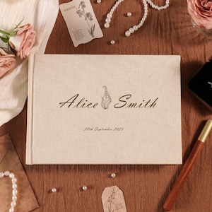 Custom Linen Wedding Guest Book: Photo Album Scrapbook, 20 Pages