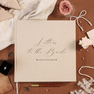 Custom Linen Wedding Guest Book, Letters to Bride Scrapbook