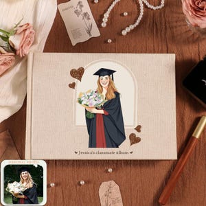 Libro de visitas de graduación, anuario escolar personalizado, álbum de recortes personalizado, recuerdo de fotos de lino, libro de recuerdos de estudiantes, álbum de recortes escolar.