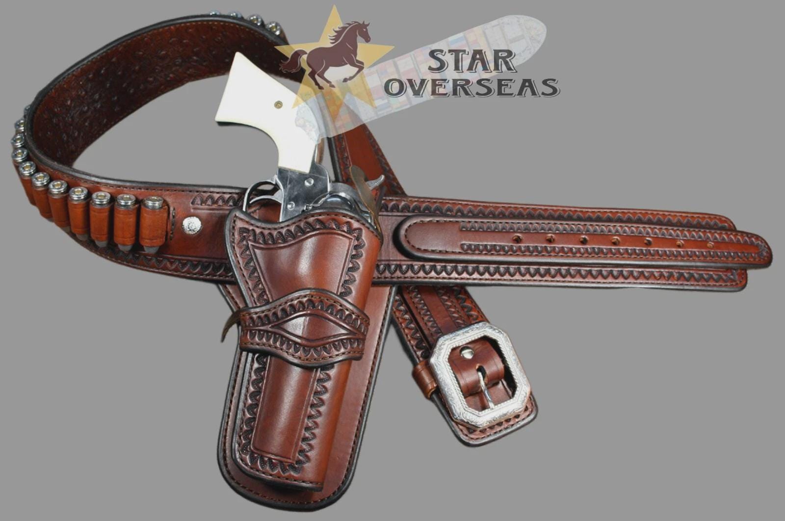 thumbnail image 2 of TJAYZ Leather 22 Caliber Western Holster & Drop Loop Belt For Heritage Rough Rider 2 of 5