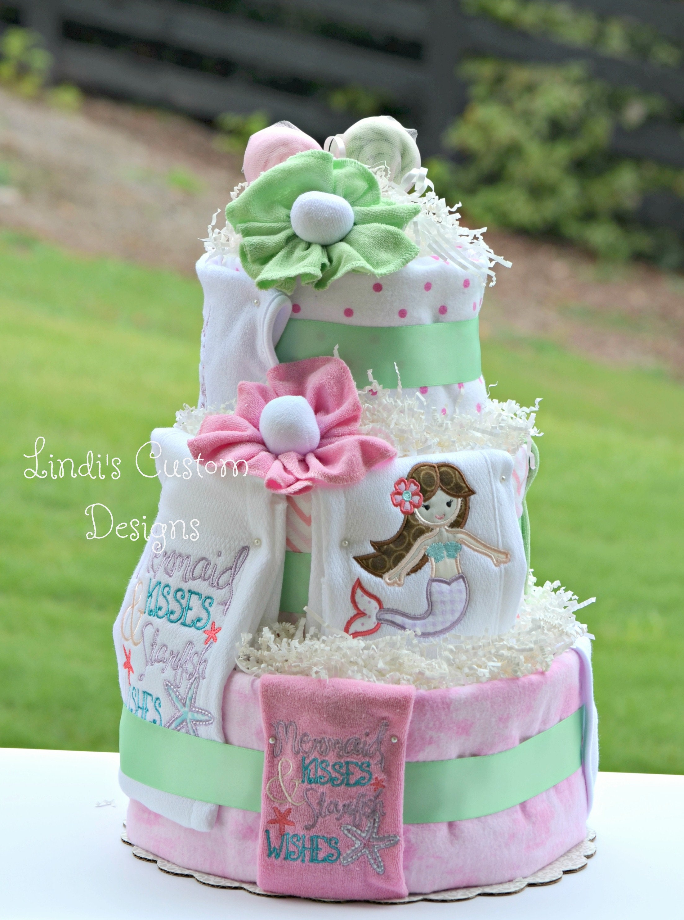 mermaid theme diaper cake