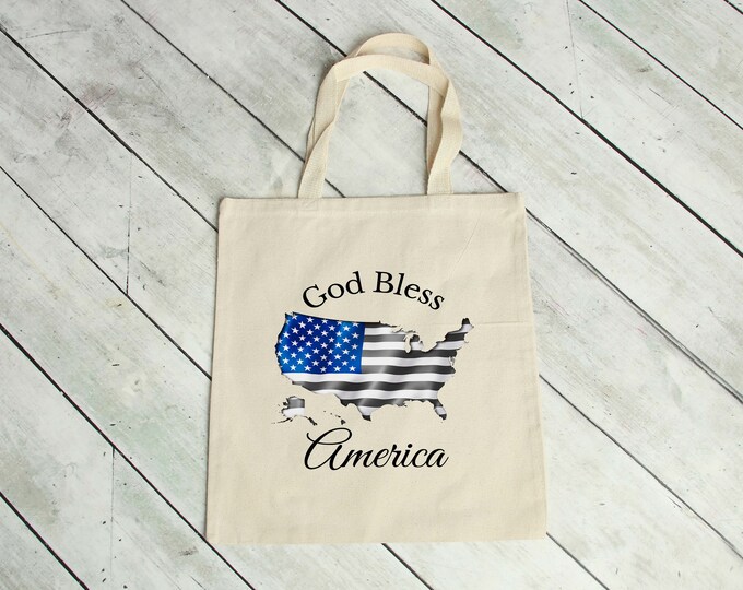 Canvas Tote Bag, Light Weight Canton, God bless America Tote Bag, Bookish Gifts, Book Club Gift, Patriotic Tote, Inspirational Shopping Bag