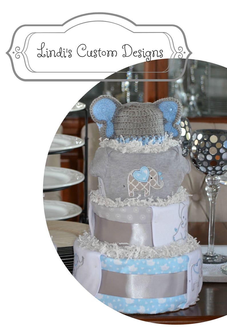Elephant Diaper Cake Set Quadruplet Baby Shower Table Cake Etsy
