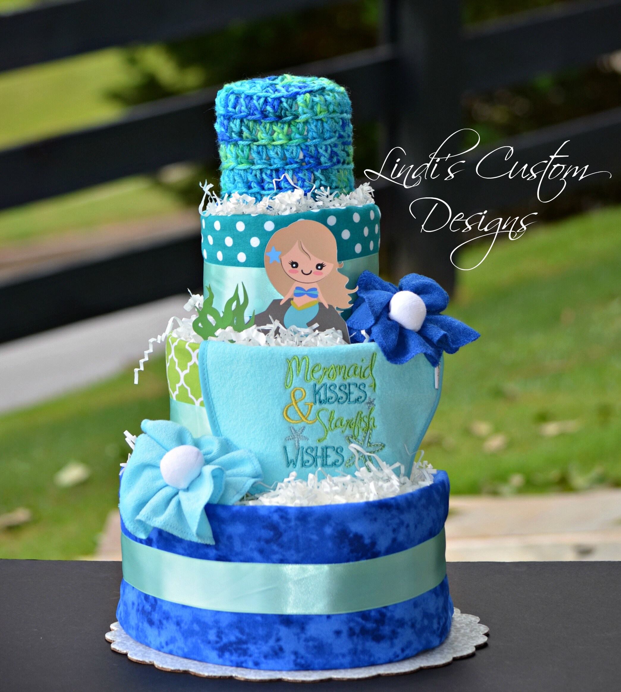 Girl Diaper Cake Mermaid Diaper Cake Under The Sea Diaper Etsy