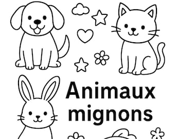 Cute Animals Coloring Book | Kids Coloring Book | Printable PDF | Educational Creative Activity