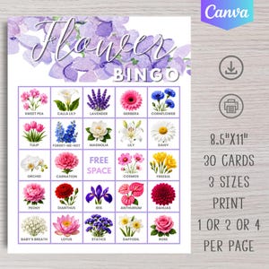 Utskrivbart blombingospel | Aktivitet med blommor och natur | Vårklassrumsspel | Trädgårdsfestbingo | Utskrivbart hemundervisningsspel | Familjespel